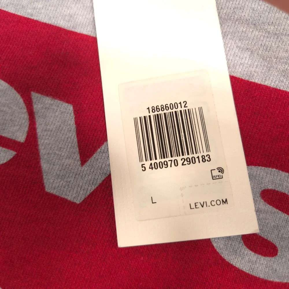 Levis Sweatshirt Mens L‎ Gray Heather Graphic Standard Crewneck Relaxed Fit NEW